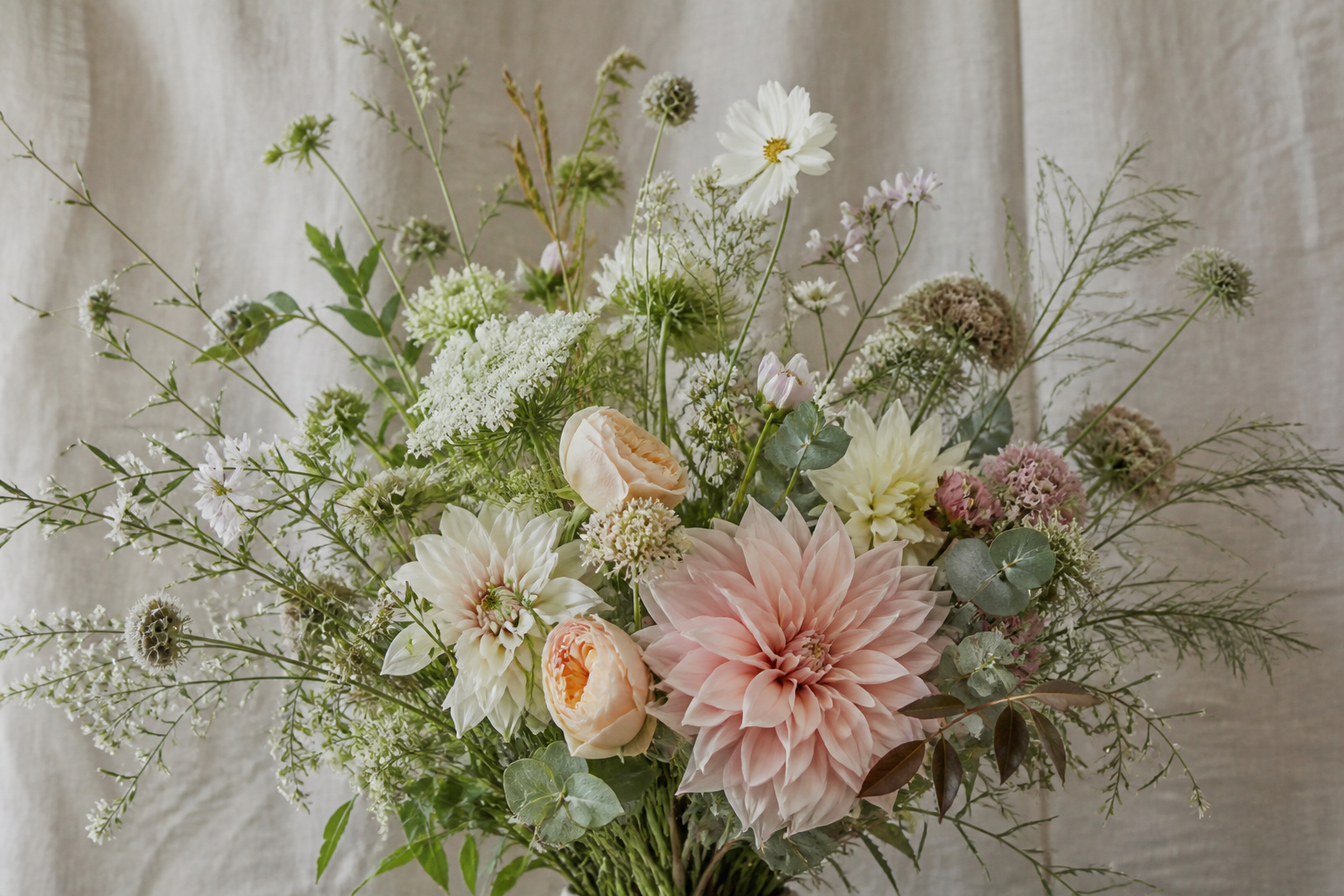 Airy seasonal field-style bouquet