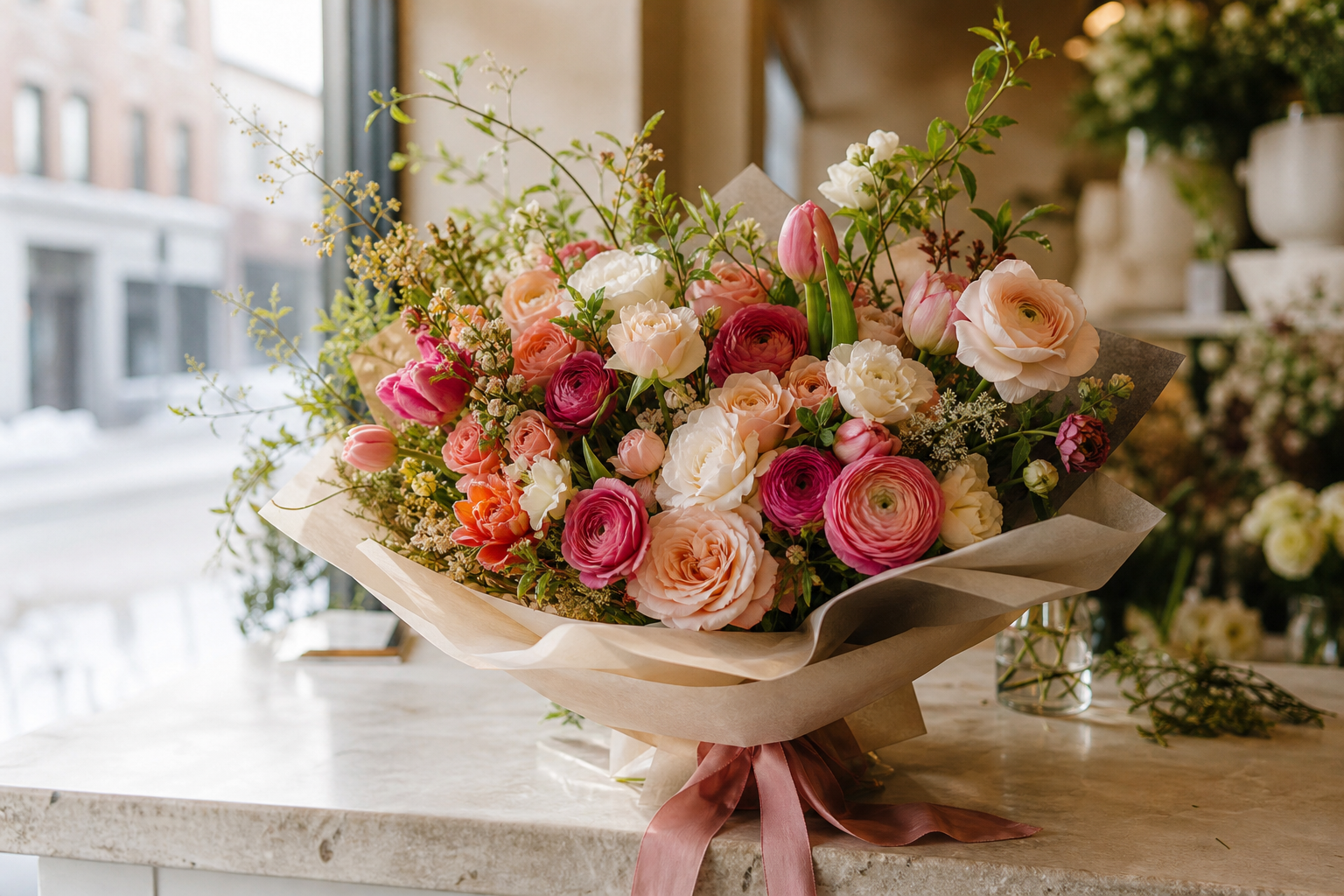 Wrapped market bouquet