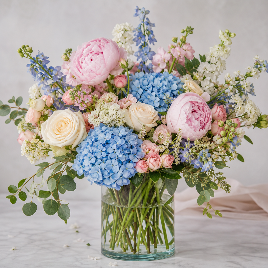 Bouquet arranged in a vase